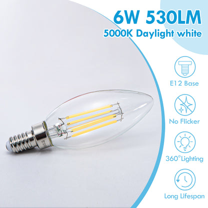 12 Pack E12 LED Bulbs,5000K Daylight White